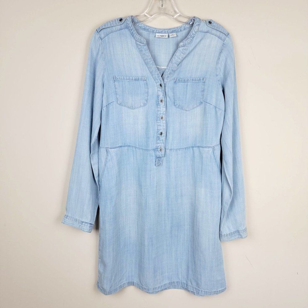 Cato Chambray Light Wash Button Up Long Sleeves Straight Fit Dress Size S